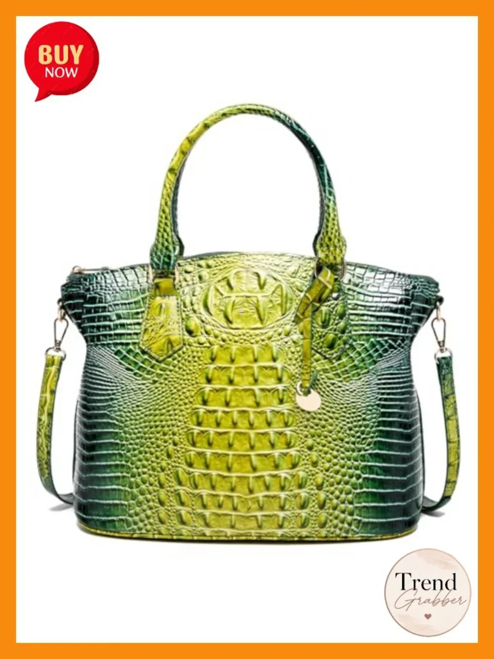 Women's Satchel Tote Crocodile Vegan Leather Handbag with Shoulder Strap
